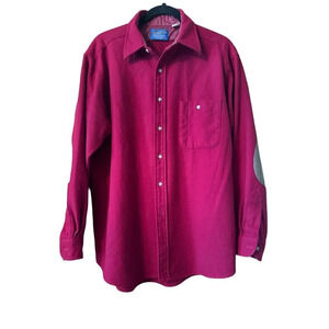 VTG Pendleton Made in USA 100% virgin wool Burgandy w/elbow pads button down L